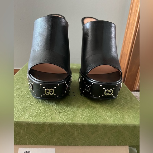 Gucci black platform mules with silver logos - Picture 3 of 15